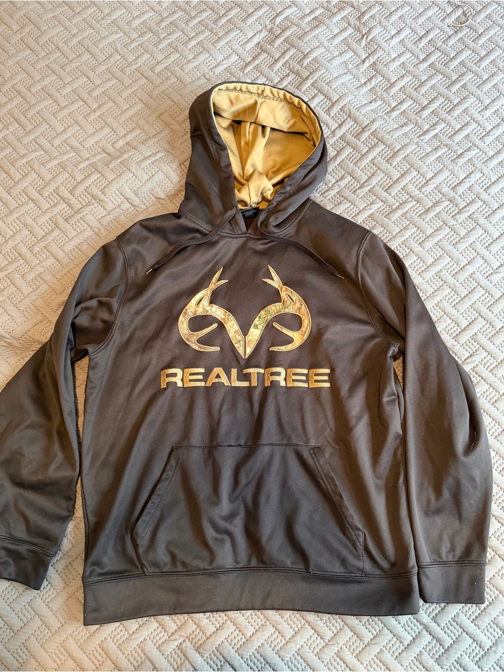 Realtree Men's Black Hoodie with Tan Hood Lining